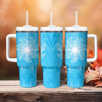 New Zealand Matariki Waiti Tumbler With Handle Maori Moko Cyan Galaxy