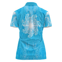 New Zealand Matariki Waiti Women Polo Shirt Maori Moko Cyan Galaxy