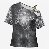 New Zealand Matariki Ururangi Cross Shoulder Shirt Maori Moko Grey Galaxy