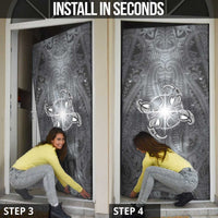 New Zealand Matariki Ururangi Door Cover Maori Moko Grey Galaxy LT05 - Polynesian Pride