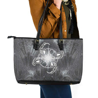 New Zealand Matariki Ururangi Leather Tote Bag Maori Moko Grey Galaxy