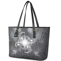 New Zealand Matariki Ururangi Leather Tote Bag Maori Moko Grey Galaxy