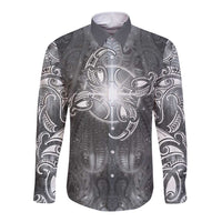 New Zealand Matariki Ururangi Long Sleeve Button Shirt Maori Moko Grey Galaxy