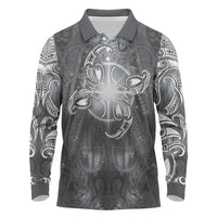 New Zealand Matariki Ururangi Long Sleeve Polo Shirt Maori Moko Grey Galaxy LT05 Grey - Polynesian Pride