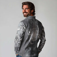 New Zealand Matariki Ururangi Long Sleeve Polo Shirt Maori Moko Grey Galaxy LT05 - Polynesian Pride