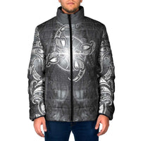 New Zealand Matariki Ururangi Padded Jacket Maori Moko Grey Galaxy