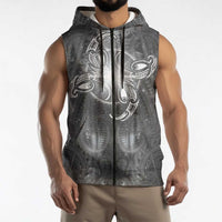 New Zealand Matariki Ururangi Sleeveless Zip Hoodie Maori Moko Grey Galaxy