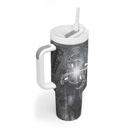 New Zealand Matariki Ururangi Tumbler With Handle Maori Moko Grey Galaxy