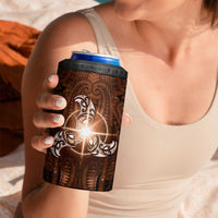 New Zealand Matariki Tupuanuku 4 in 1 Can Cooler Tumbler Maori Moko Brown Galaxy