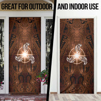 New Zealand Matariki Tupuanuku Door Cover Maori Moko Brown Galaxy