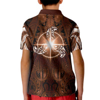 New Zealand Matariki Tupuanuku Kid Polo Shirt Maori Moko Brown Galaxy