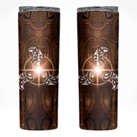 New Zealand Matariki Tupuanuku Skinny Tumbler Maori Moko Brown Galaxy