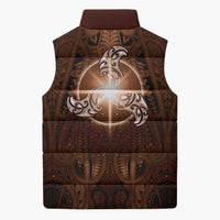 New Zealand Matariki Tupuanuku Sleeveless Puffer Jacket Maori Moko Brown Galaxy