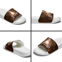 New Zealand Matariki Tupuanuku Slide Sandals Maori Moko Brown Galaxy