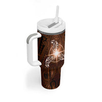 New Zealand Matariki Tupuanuku Tumbler With Handle Maori Moko Brown Galaxy