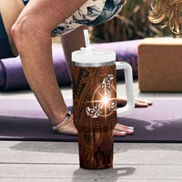 New Zealand Matariki Tupuanuku Tumbler With Handle Maori Moko Brown Galaxy