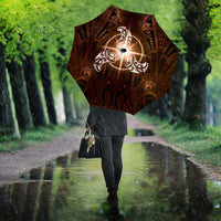 New Zealand Matariki Tupuanuku Umbrella Maori Moko Brown Galaxy