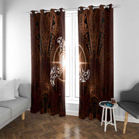 New Zealand Matariki Tupuanuku Window Curtain Maori Moko Brown Galaxy LT05 With Grommets Brown - Polynesian Pride