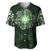 New Zealand Matariki Tupuarangi Baseball Jersey Maori Moko Green Galaxy LT05 Green - Polynesian Pride