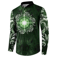 New Zealand Matariki Tupuarangi Button Sweatshirt Maori Moko Green Galaxy