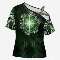New Zealand Matariki Tupuarangi Cross Shoulder Shirt Maori Moko Green Galaxy