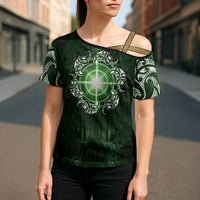 New Zealand Matariki Tupuarangi Cross Shoulder Shirt Maori Moko Green Galaxy