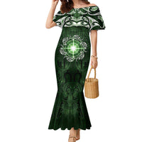 New Zealand Matariki Tupuarangi Family Matching Mermaid Dress and Hawaiian Shirt Maori Moko Green Galaxy