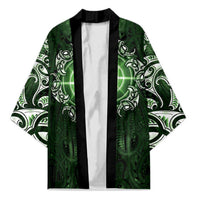 New Zealand Matariki Tupuarangi Kimono Maori Moko Green Galaxy LT05 Unisex Green - Polynesian Pride