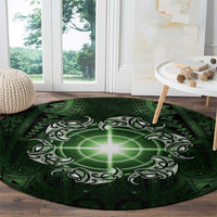 New Zealand Matariki Tupuarangi Round Carpet Maori Moko Green Galaxy