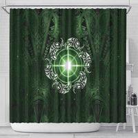 New Zealand Matariki Tupuarangi Shower Curtain Maori Moko Green Galaxy