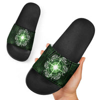 New Zealand Matariki Tupuarangi Slide Sandals Maori Moko Green Galaxy