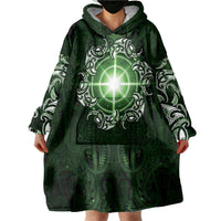 New Zealand Matariki Tupuarangi Wearable Blanket Hoodie Maori Moko Green Galaxy