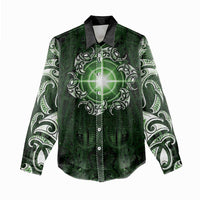 New Zealand Matariki Tupuarangi Women Casual Shirt Maori Moko Green Galaxy