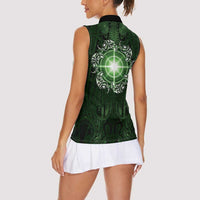 New Zealand Matariki Tupuarangi Women Sleeveless Polo Shirt Maori Moko Green Galaxy