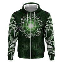 New Zealand Matariki Tupuarangi Zip Hoodie Maori Moko Green Galaxy