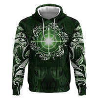 New Zealand Matariki Tupuarangi Zip Hoodie Maori Moko Green Galaxy