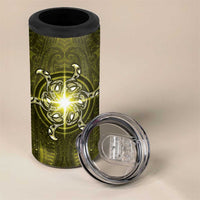 New Zealand Matariki Hiwaiterangi 4 in 1 Can Cooler Tumbler Maori Moko Yellow Galaxy