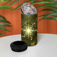 New Zealand Matariki Hiwaiterangi 4 in 1 Can Cooler Tumbler Maori Moko Yellow Galaxy
