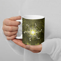 New Zealand Matariki Hiwaiterangi Ceramic Mug Maori Moko Yellow Galaxy