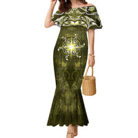 New Zealand Matariki Hiwaiterangi Family Matching Mermaid Dress and Hawaiian Shirt Maori Moko Yellow Galaxy