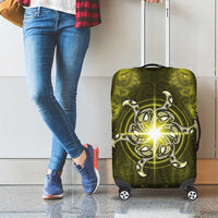 New Zealand Matariki Hiwaiterangi Luggage Cover Maori Moko Yellow Galaxy