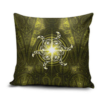 New Zealand Matariki Hiwaiterangi Pillow Cover Maori Moko Yellow Galaxy