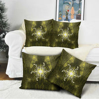 New Zealand Matariki Hiwaiterangi Pillow Cover Maori Moko Yellow Galaxy
