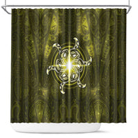 New Zealand Matariki Hiwaiterangi Shower Curtain Maori Moko Yellow Galaxy