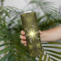 New Zealand Matariki Hiwaiterangi Skinny Tumbler Maori Moko Yellow Galaxy