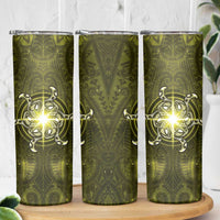 New Zealand Matariki Hiwaiterangi Skinny Tumbler Maori Moko Yellow Galaxy