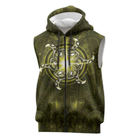 New Zealand Matariki Hiwaiterangi Sleeveless Zip Hoodie Maori Moko Yellow Galaxy