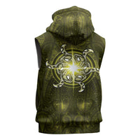 New Zealand Matariki Hiwaiterangi Sleeveless Zip Hoodie Maori Moko Yellow Galaxy