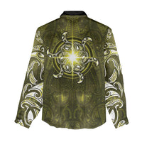 New Zealand Matariki Hiwaiterangi Women Casual Shirt Maori Moko Yellow Galaxy