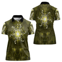 New Zealand Matariki Hiwaiterangi Women Polo Shirt Maori Moko Yellow Galaxy